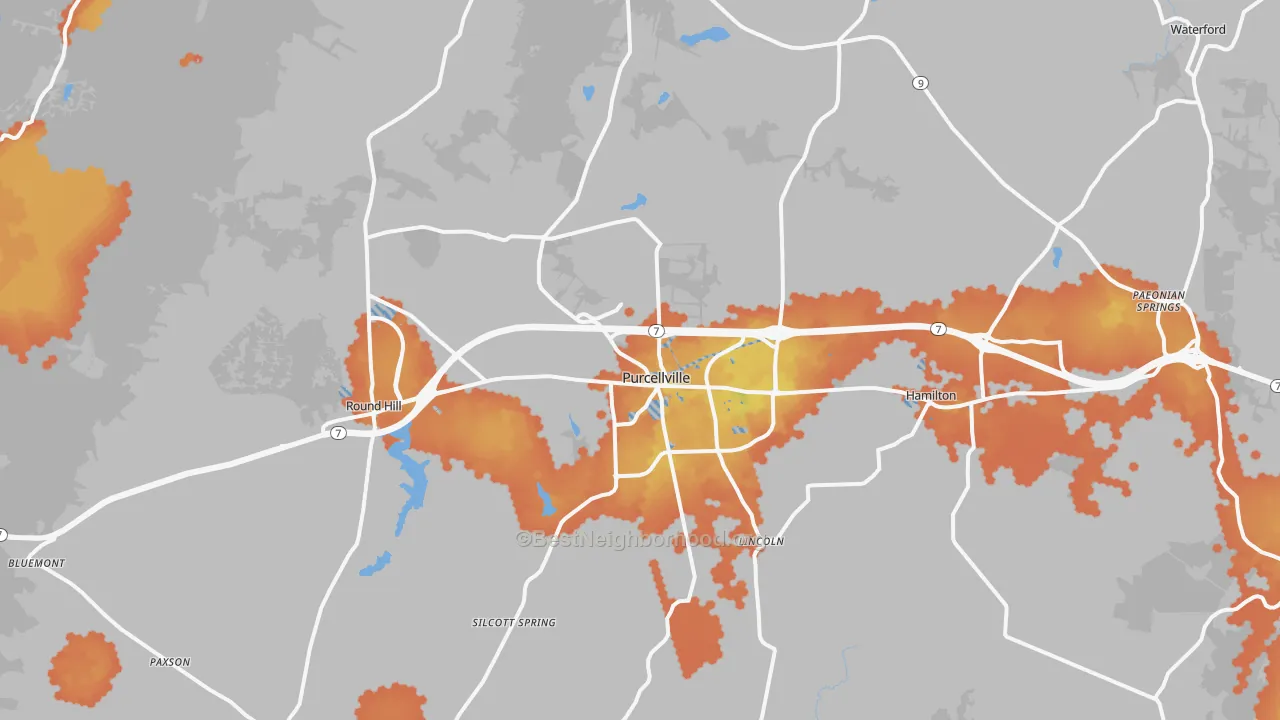 Bike Grade map of Purcellville, VA