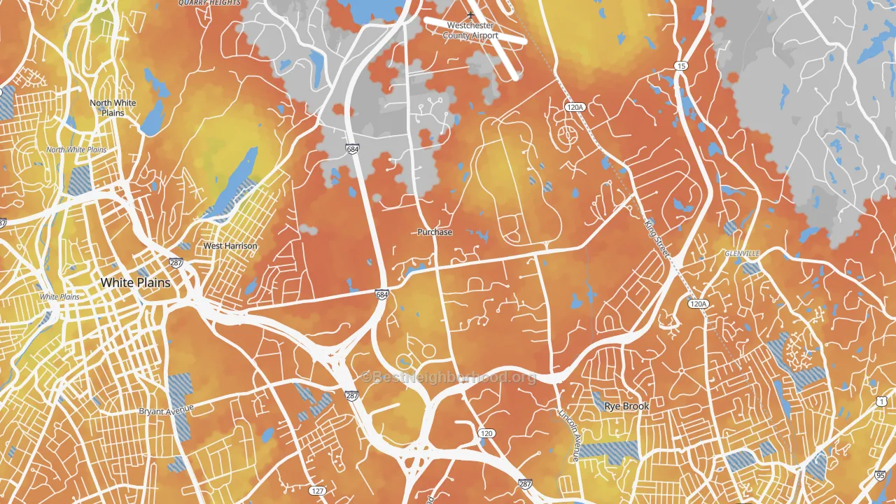 Bike Grade map of Purchase, NY