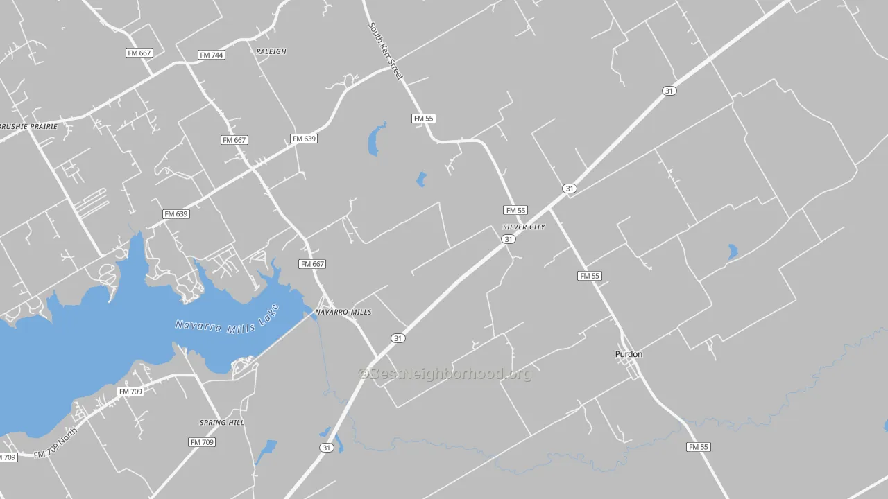 Bike Grade map of Purdon, TX