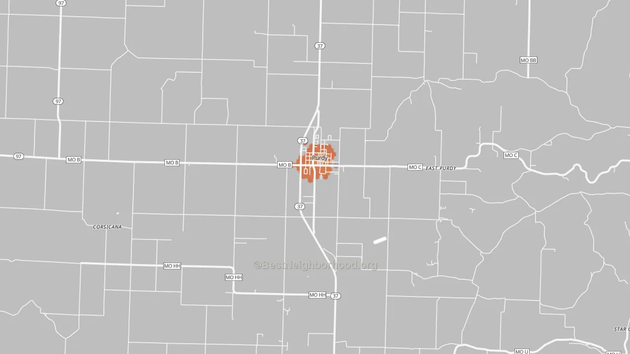 Bike Grade map of Purdy, MO