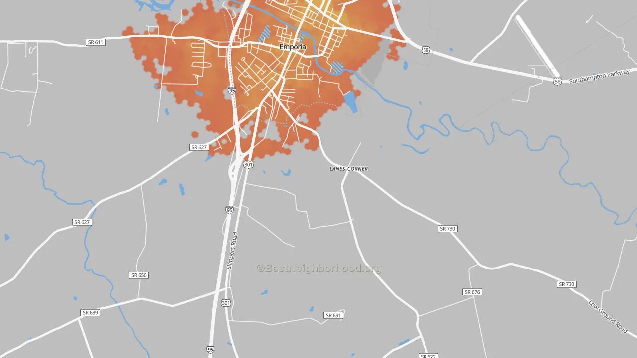 Bike Grade map of Purdy, VA