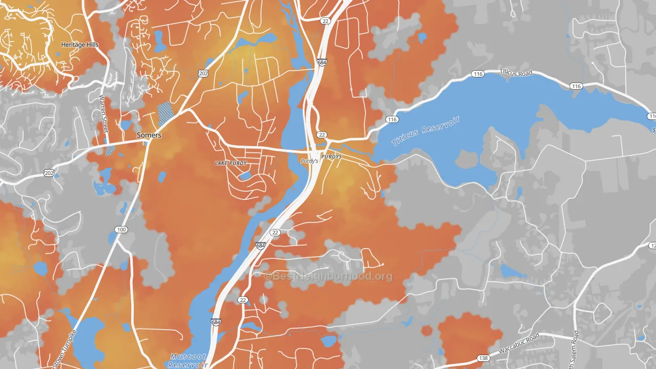 Bike Grade map of Purdys, NY