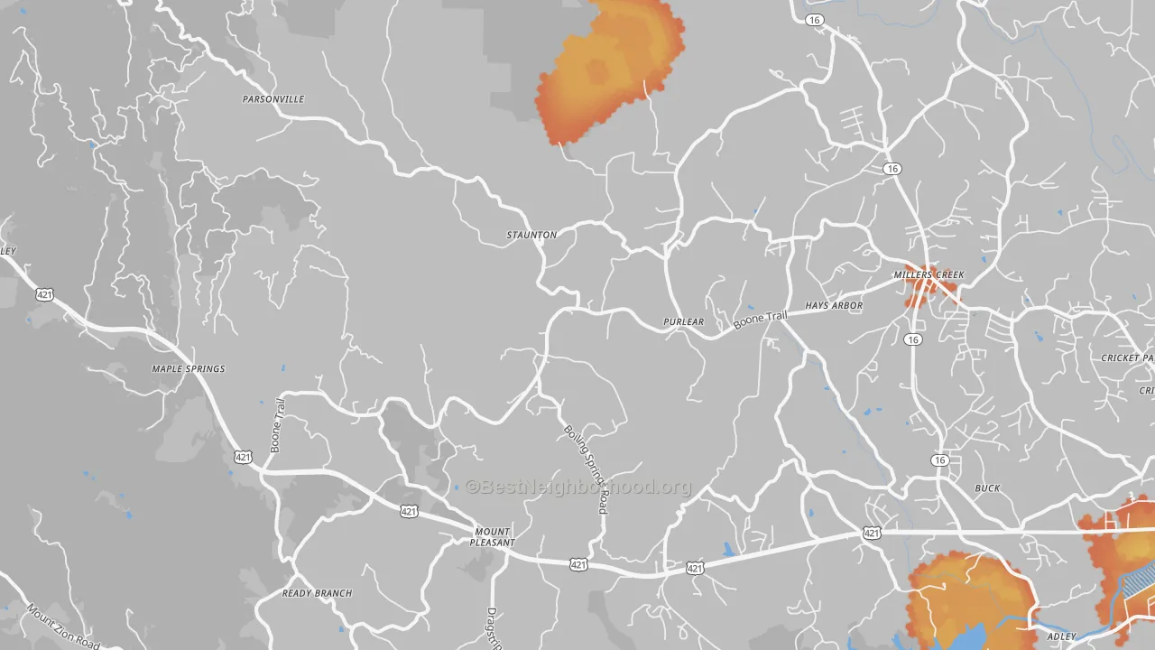 Bike Grade map of Purlear, NC