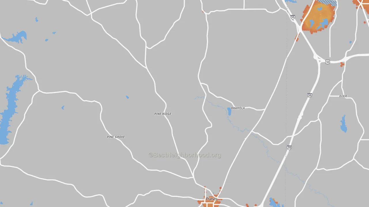 Bike Grade map of Purvis, MS