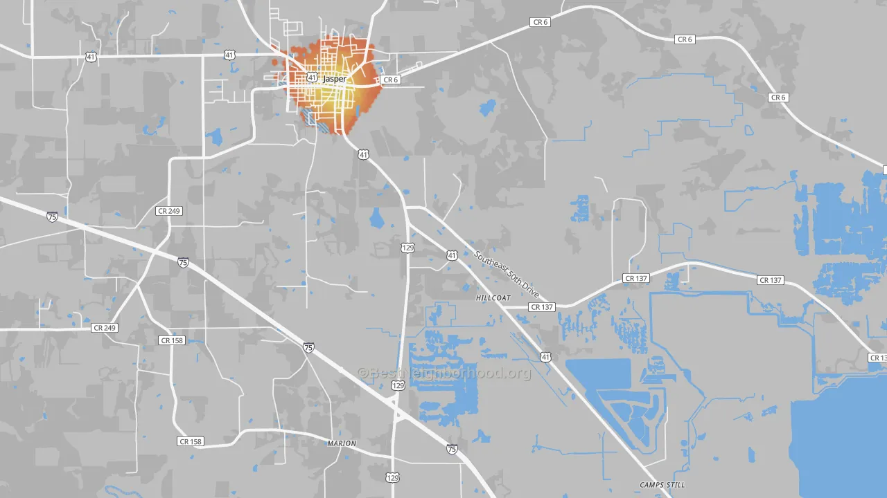 Bike Grade map of Purvis Still, FL