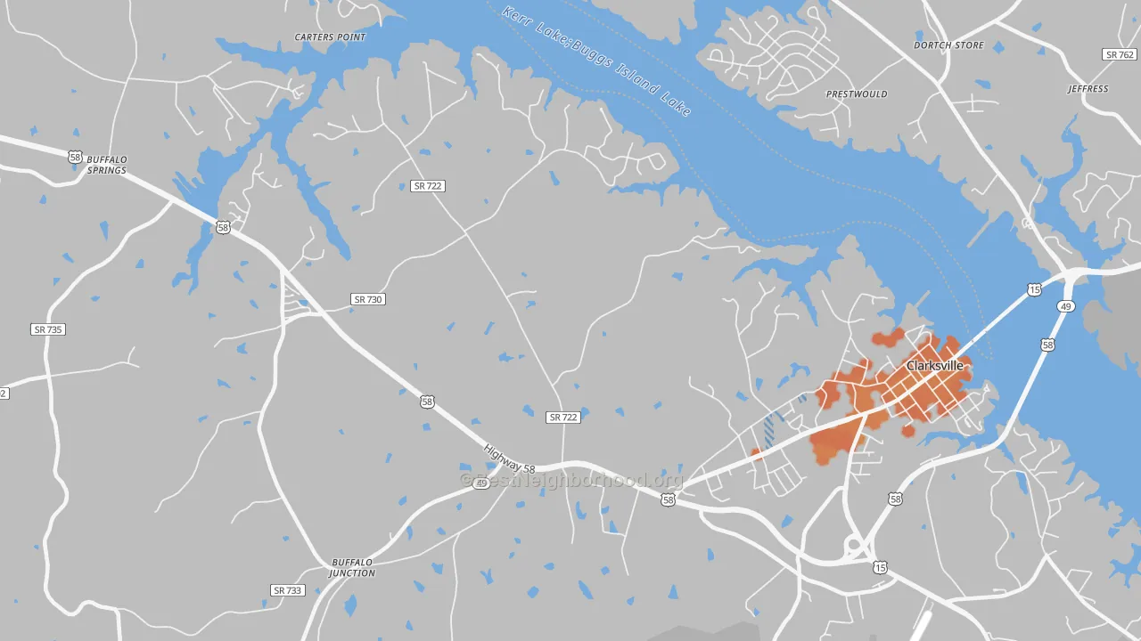 Bike Grade map of Puryear Corner, VA