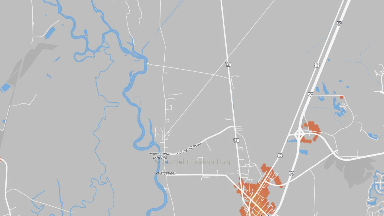 Bike Grade map of Purysburgh, SC