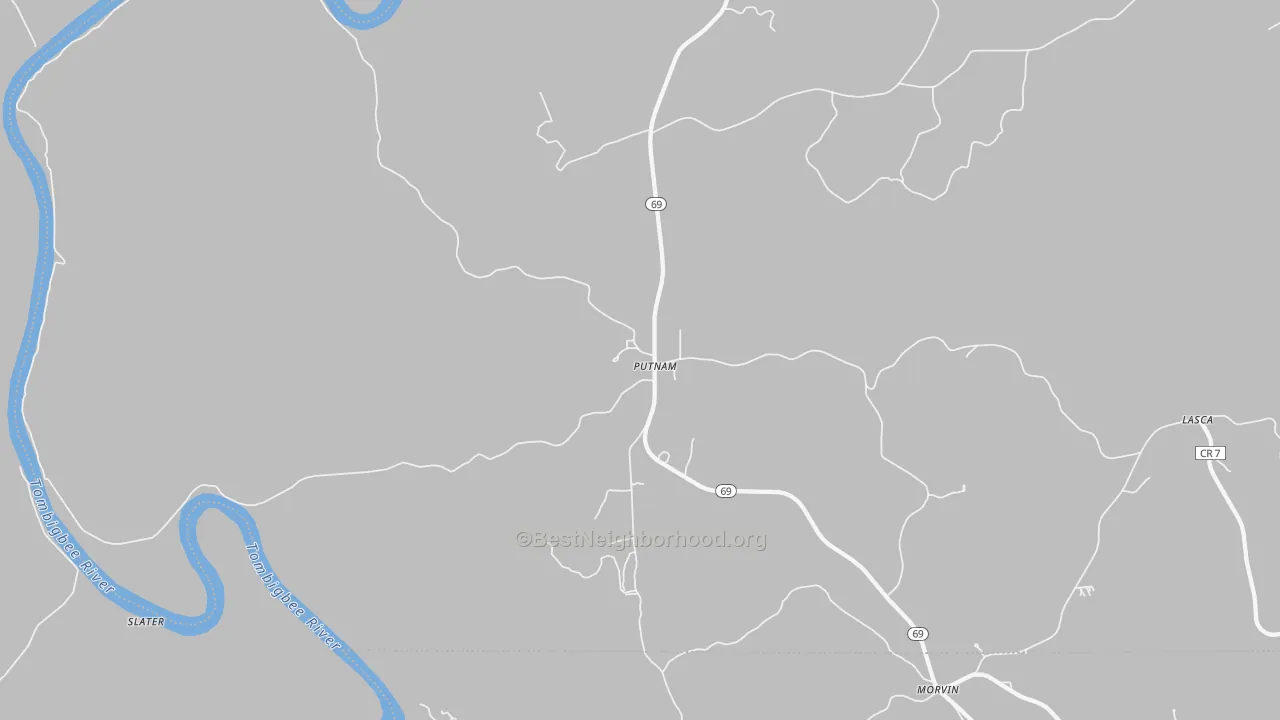 Bike Grade map of Putnam, AL