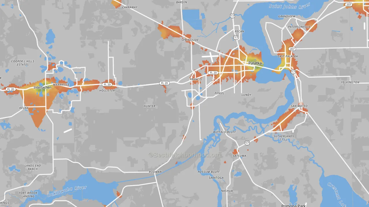 Bike Grade map of Putnam County, FL