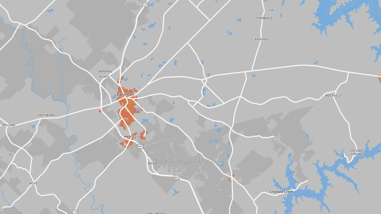 Bike Grade map of Putnam County, GA