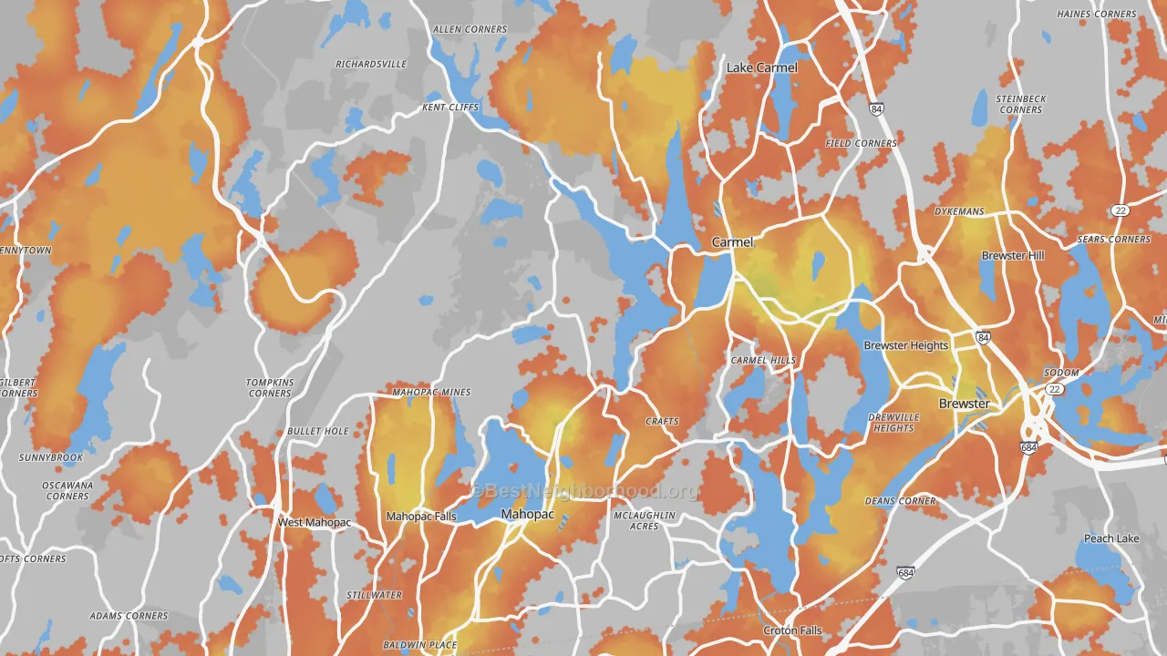 Bike Grade map of Putnam County, NY