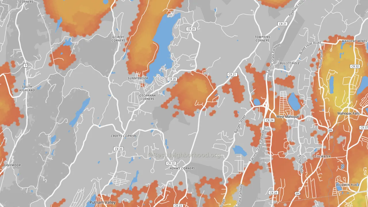 Bike Grade map of Putnam Valley, NY