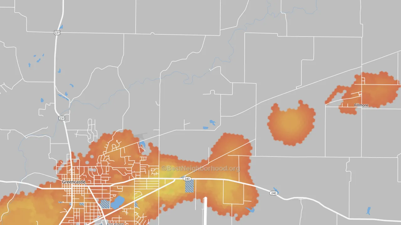 Bike Grade map of Putnamville, IN