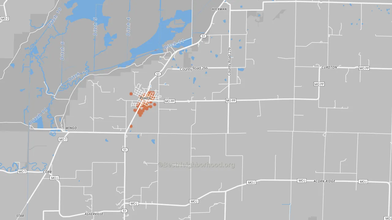 Bike Grade map of Puxico, MO