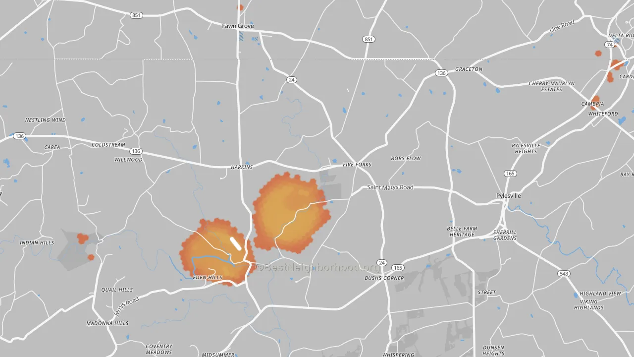 Bike Grade map of Pylesville, MD