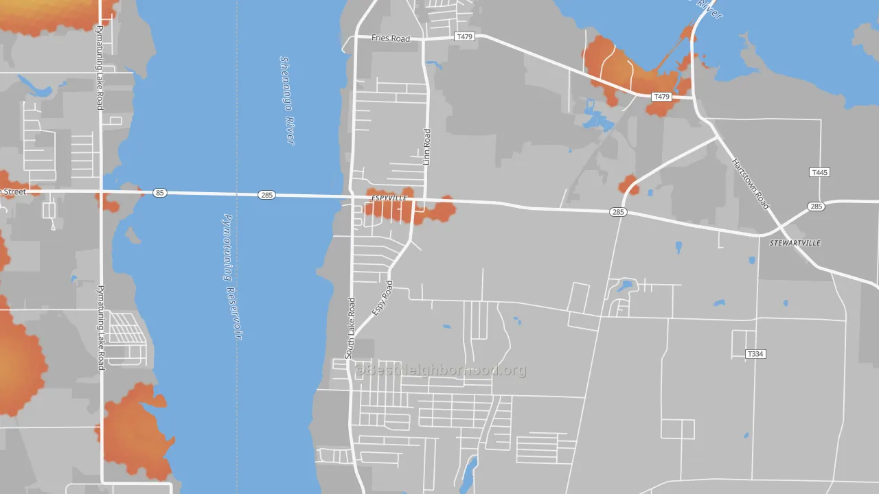 Bike Grade map of Pymatuning Central, PA