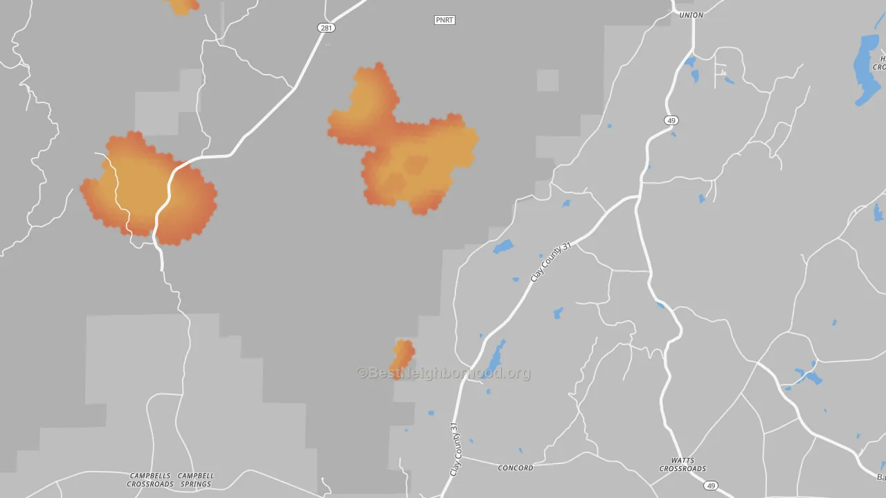 Bike Grade map of Pyriton, AL
