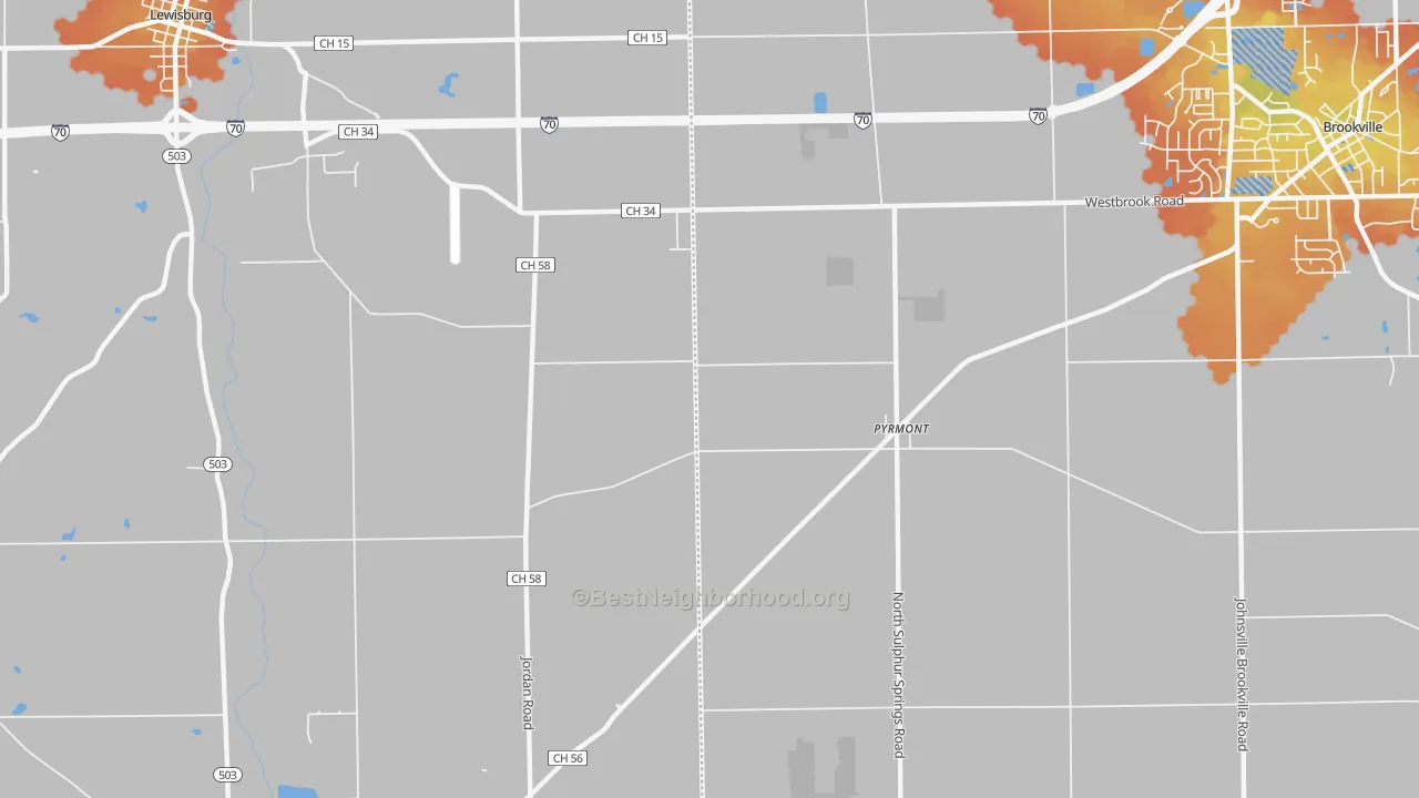 Bike Grade map of Pyrmont, OH