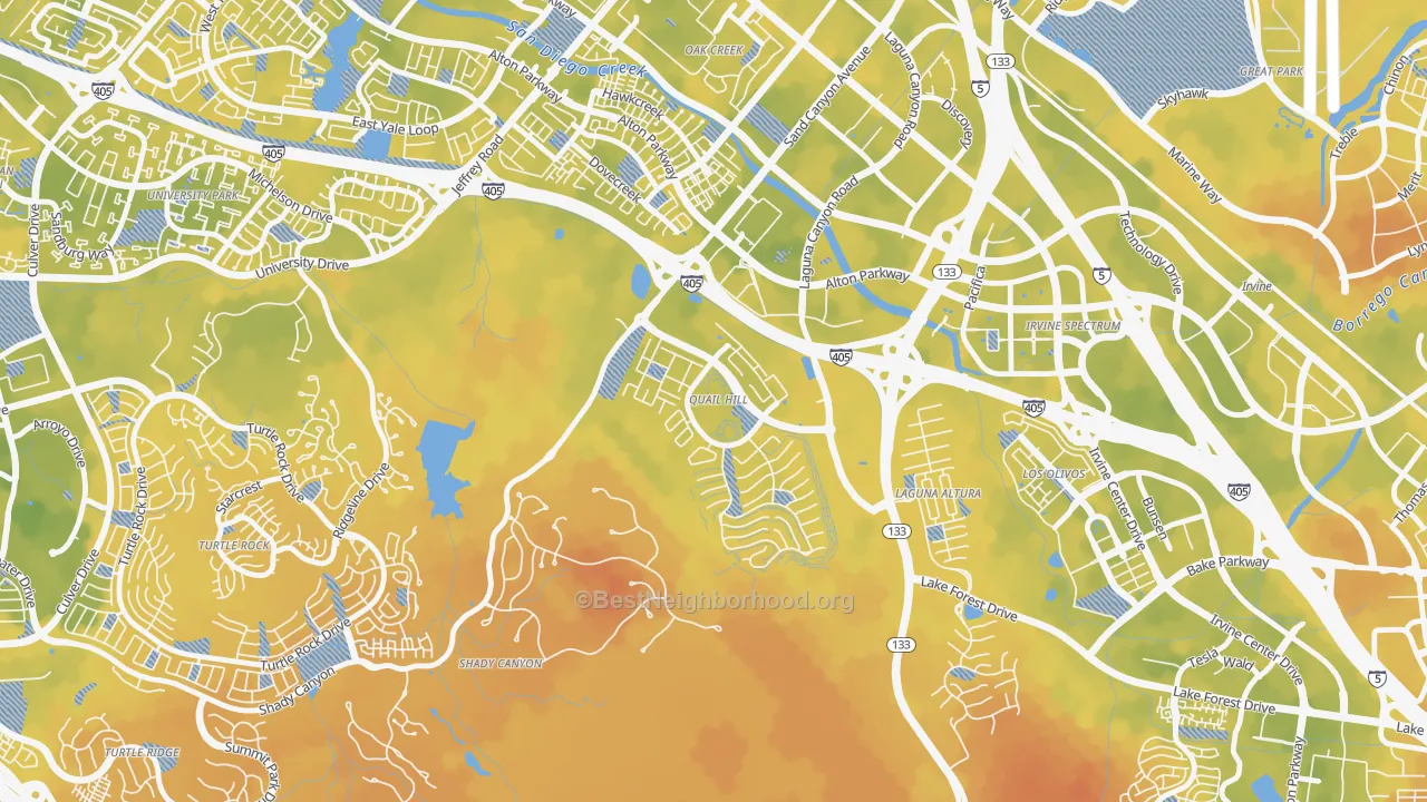 Bike Grade map of Quail Hill, Irvine, CA