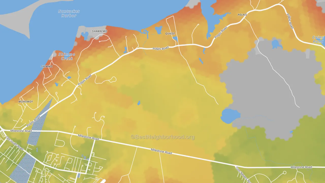 Bike Grade map of Quaise, MA