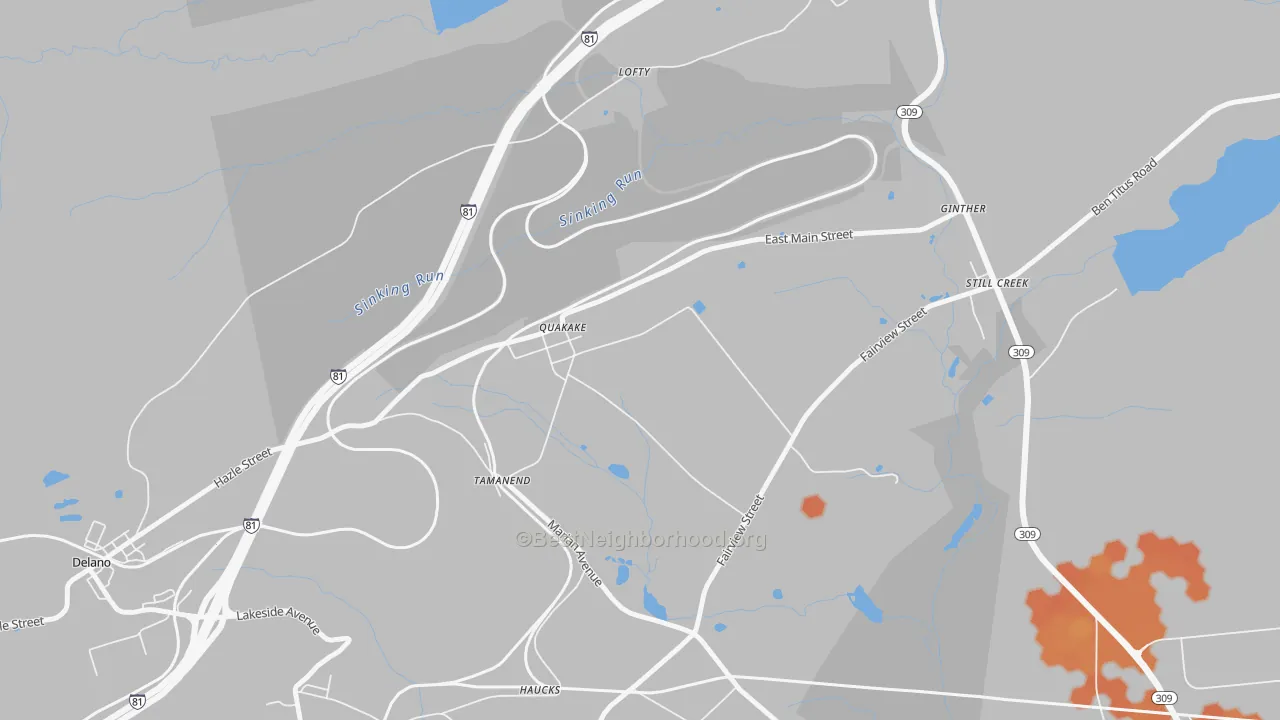 Bike Grade map of Quakake, PA