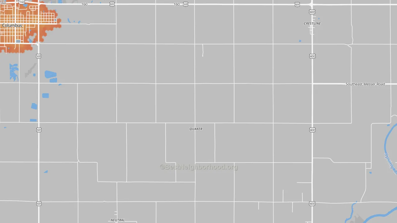 Bike Grade map of Quaker, KS