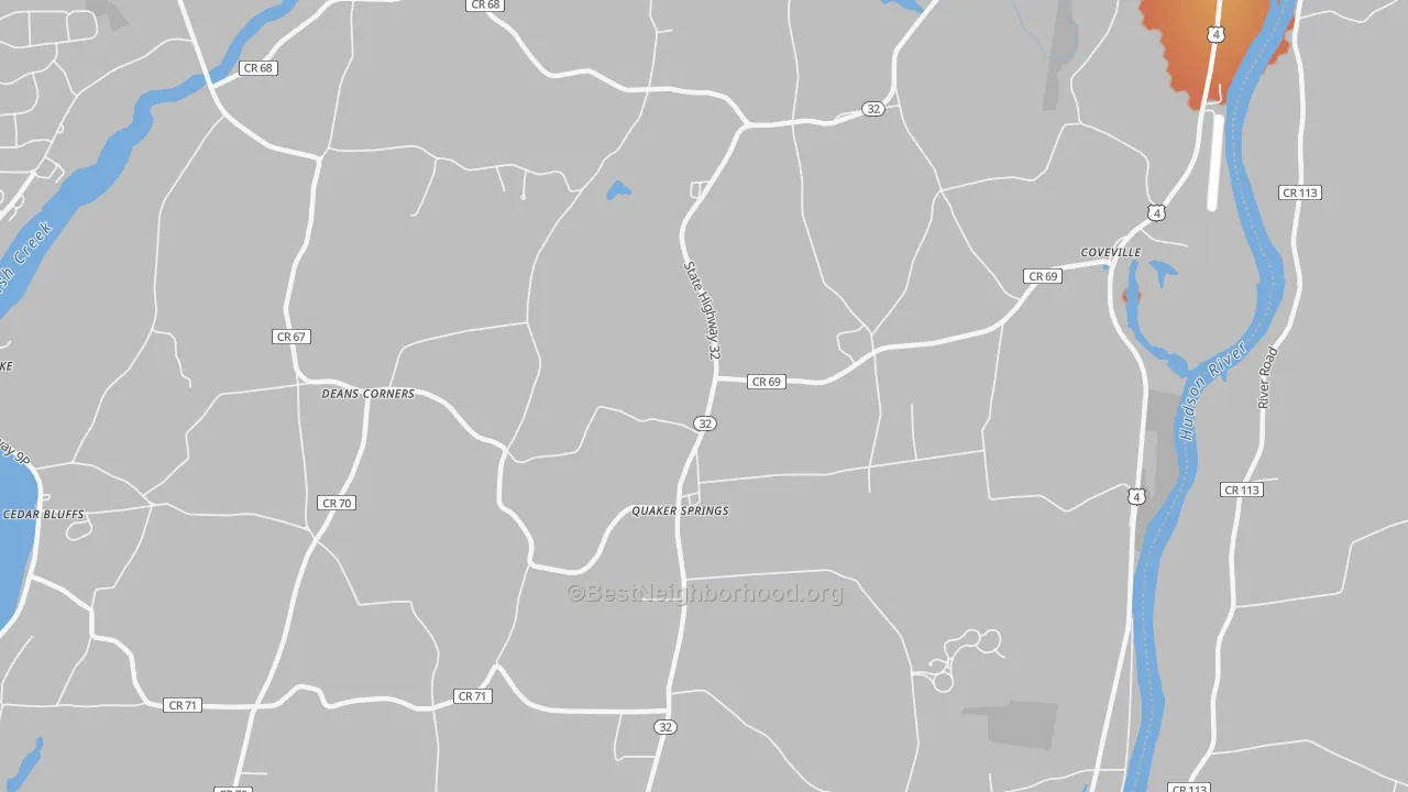 Bike Grade map of Quaker Springs, NY