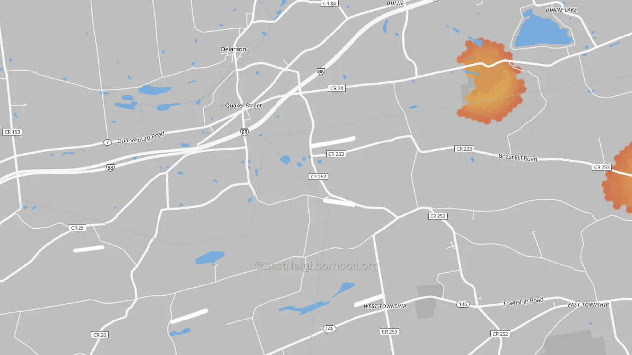 Bike Grade map of Quaker Street, NY