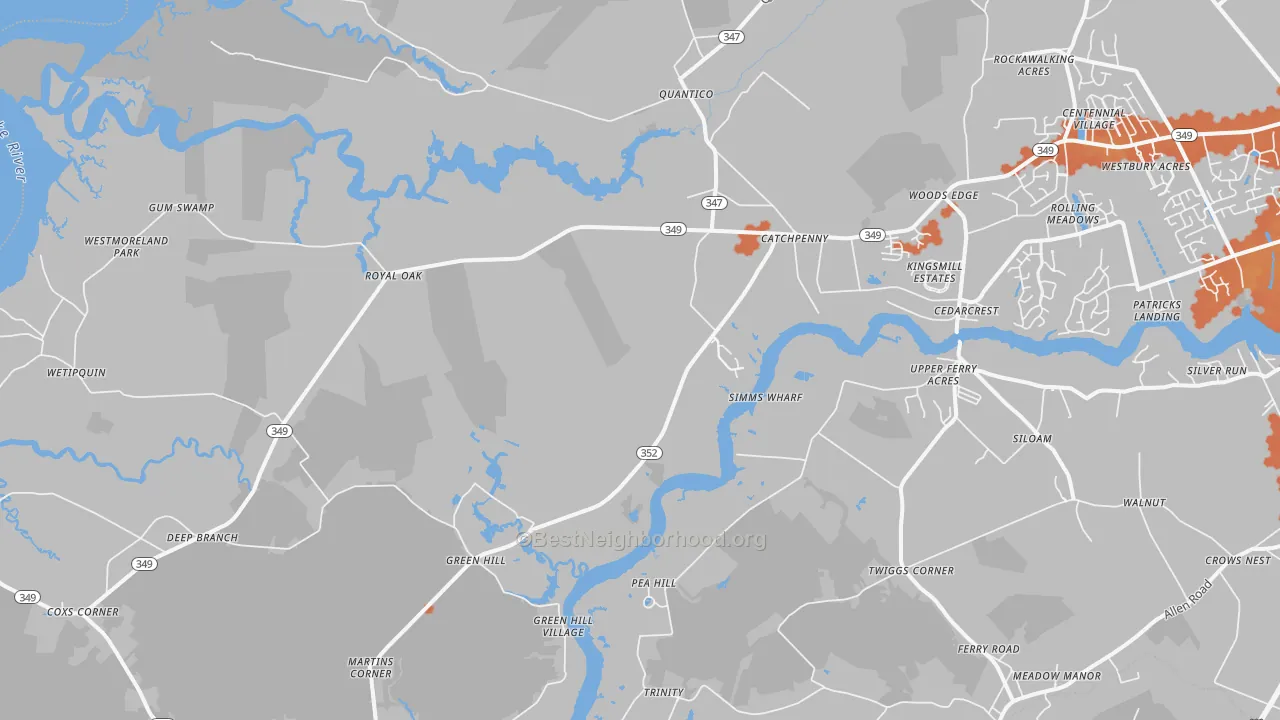 Bike Grade map of Quantico, MD