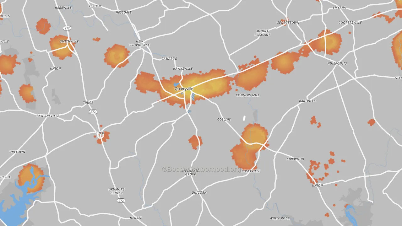 Bike Grade map of Quarryville, PA