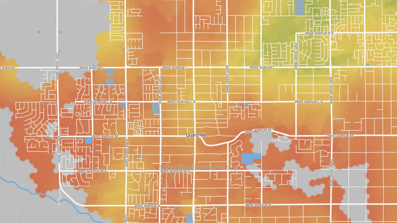 Bike Grade map of Quartz Hill, CA