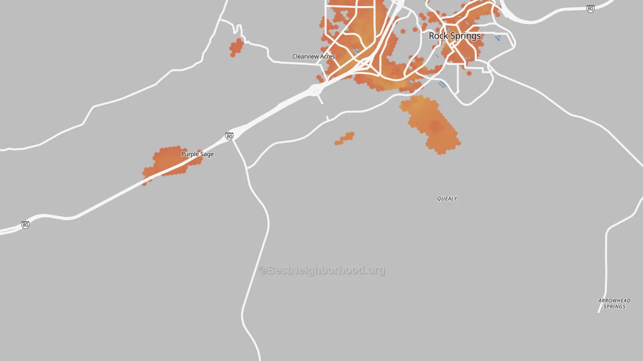 Bike Grade map of Quealy, WY