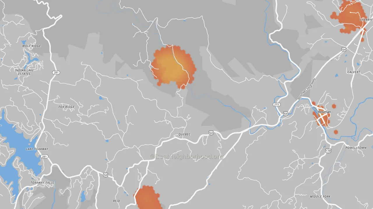 Bike Grade map of Quebec, NC