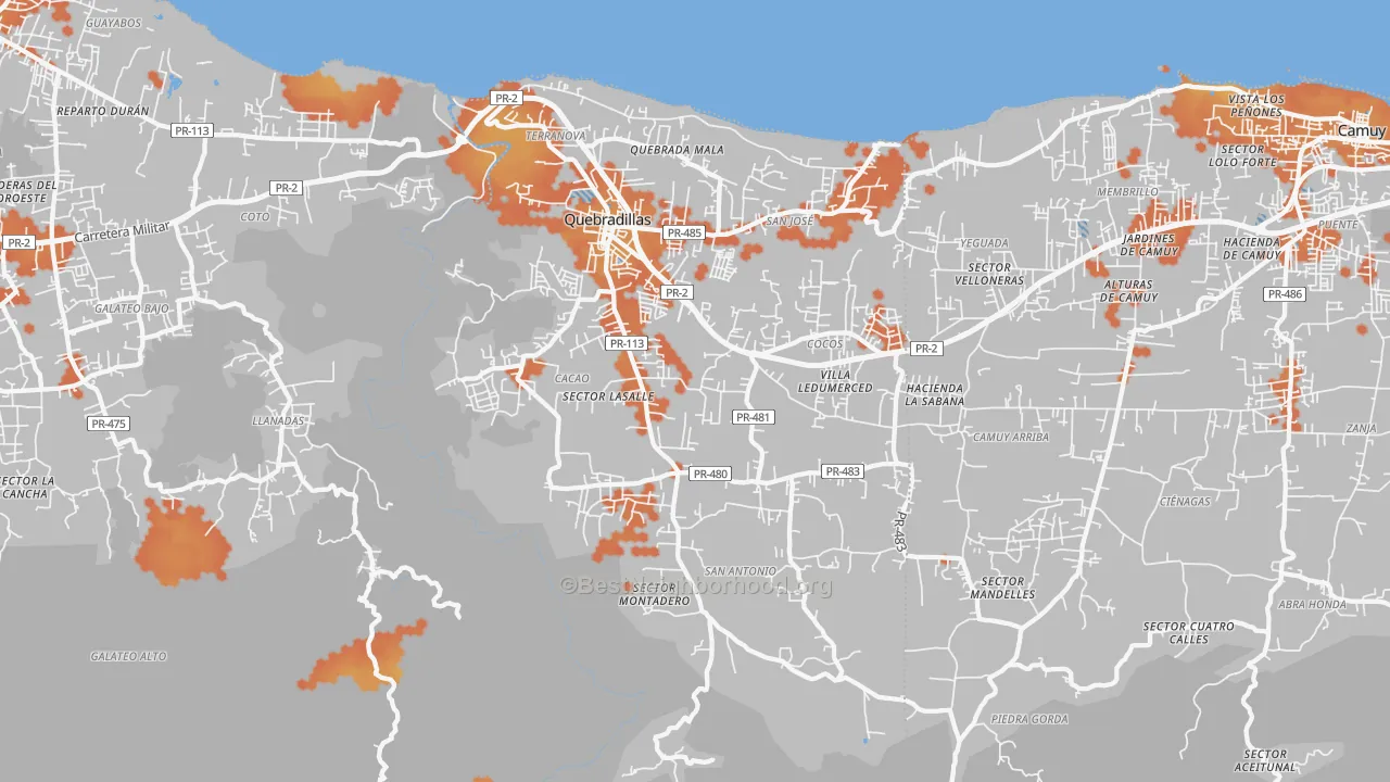 Bike Grade map of Quebradillas Municipio, PR
