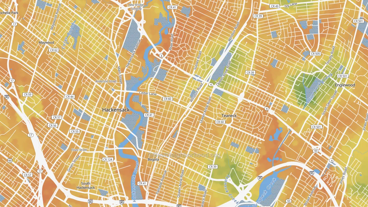 Bike Grade map of Queen Anne Park, Teaneck, NJ