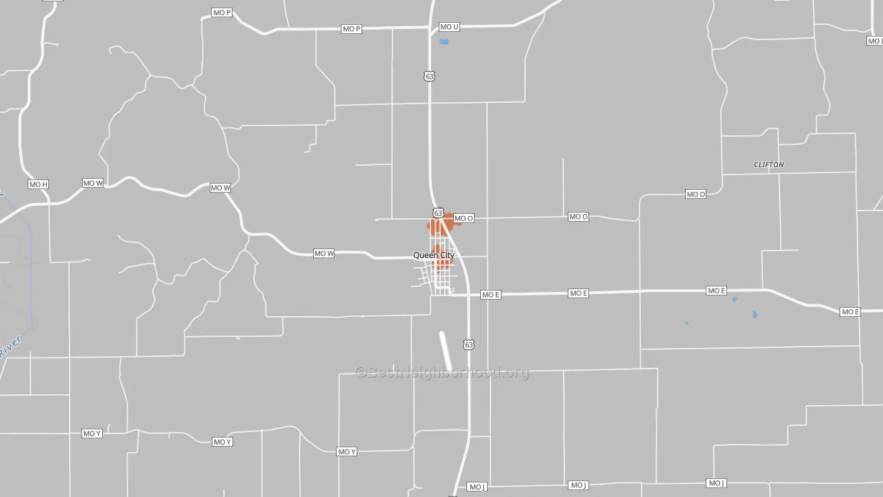 Bike Grade map of Queen City, MO