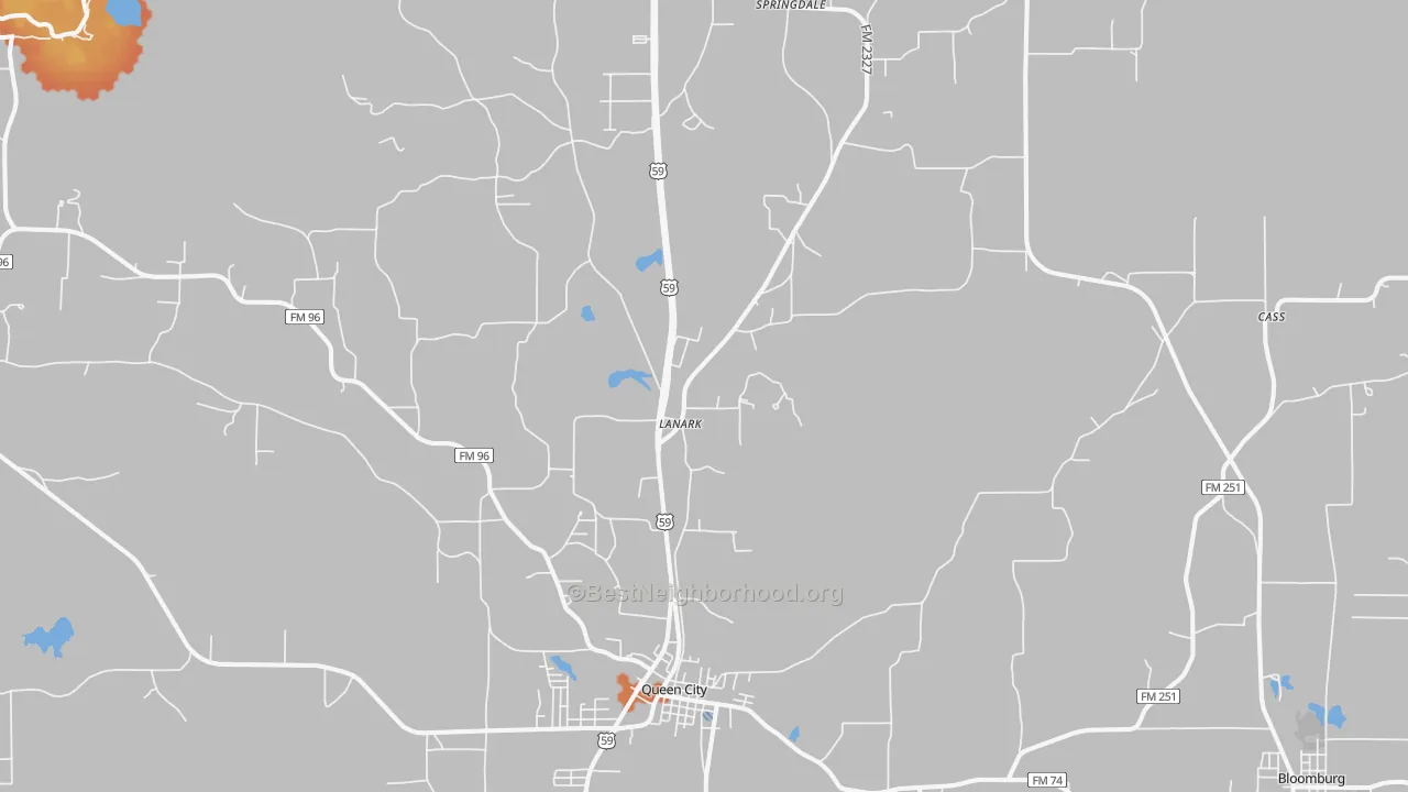 Bike Grade map of Queen City, TX