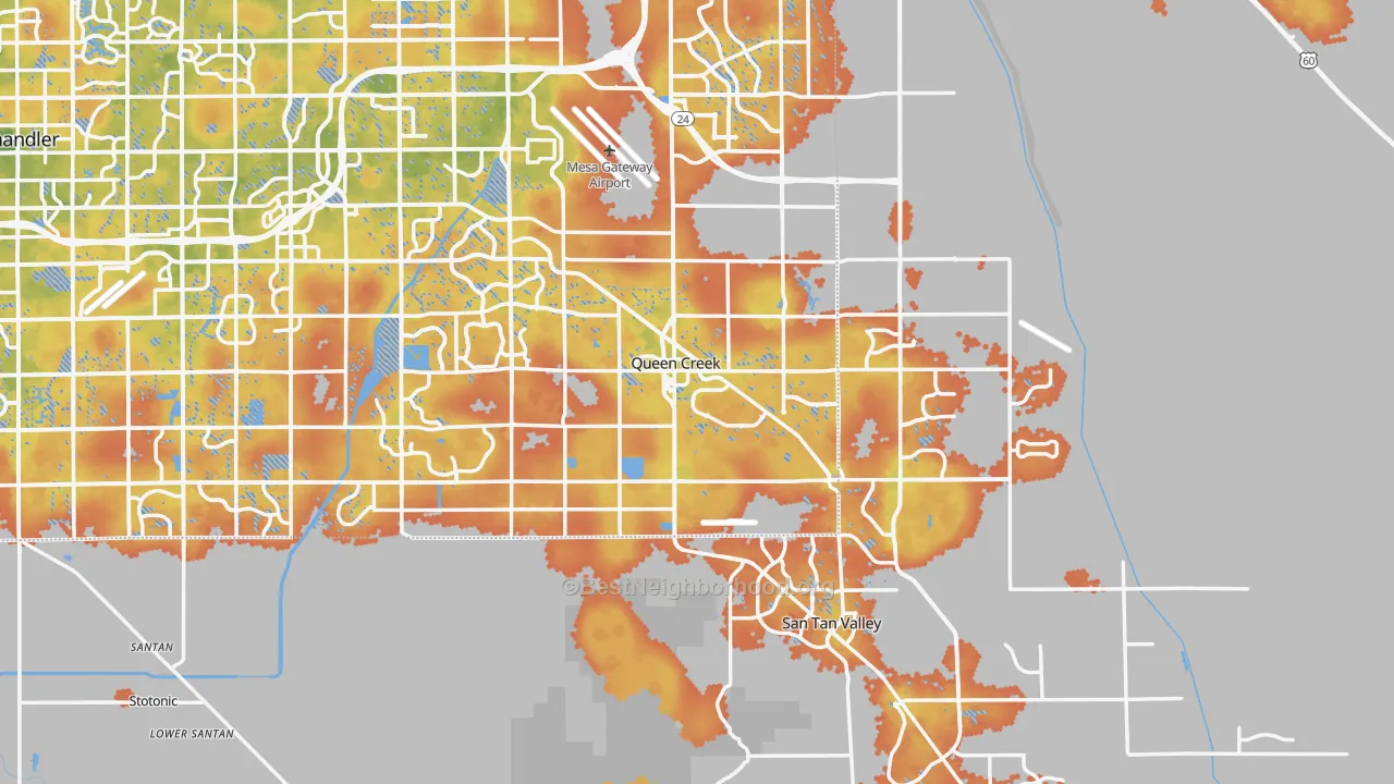 Bike Grade map of Queen Creek, AZ