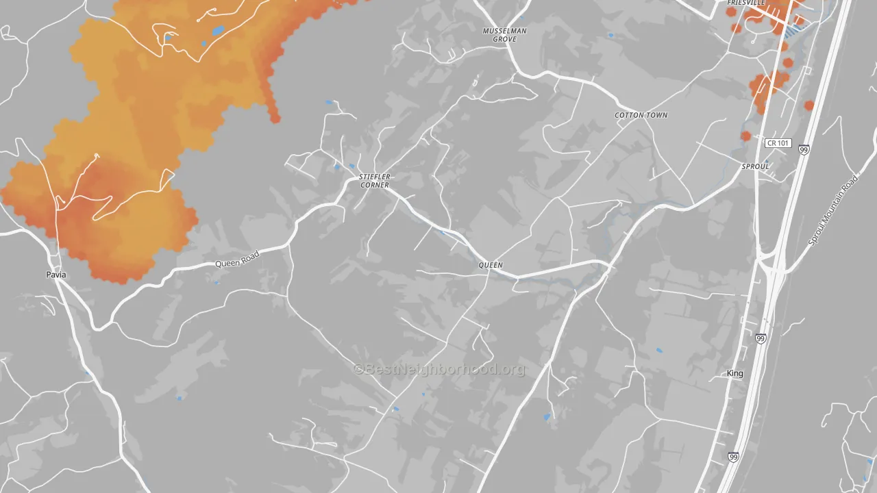 Bike Grade map of Queen, PA
