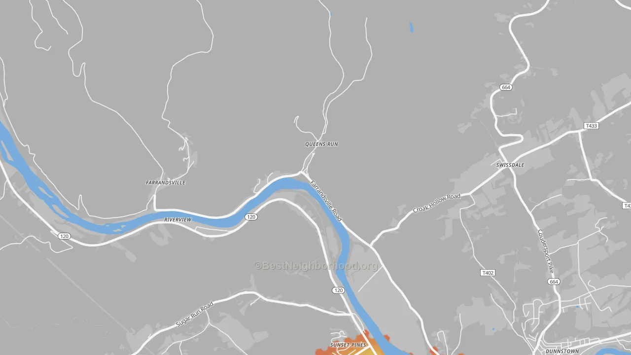 Bike Grade map of Queens Run, PA