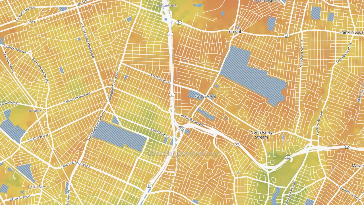 Bike Grade map of Queens Village, NY