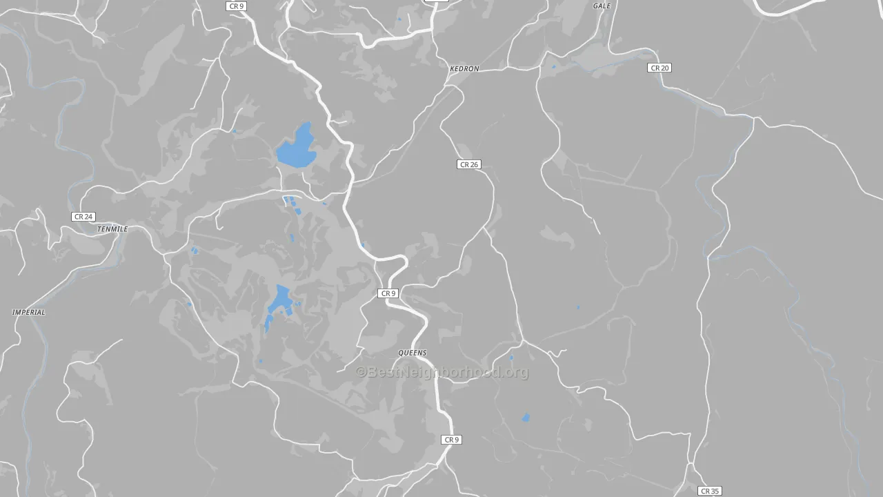 Bike Grade map of Queens, WV
