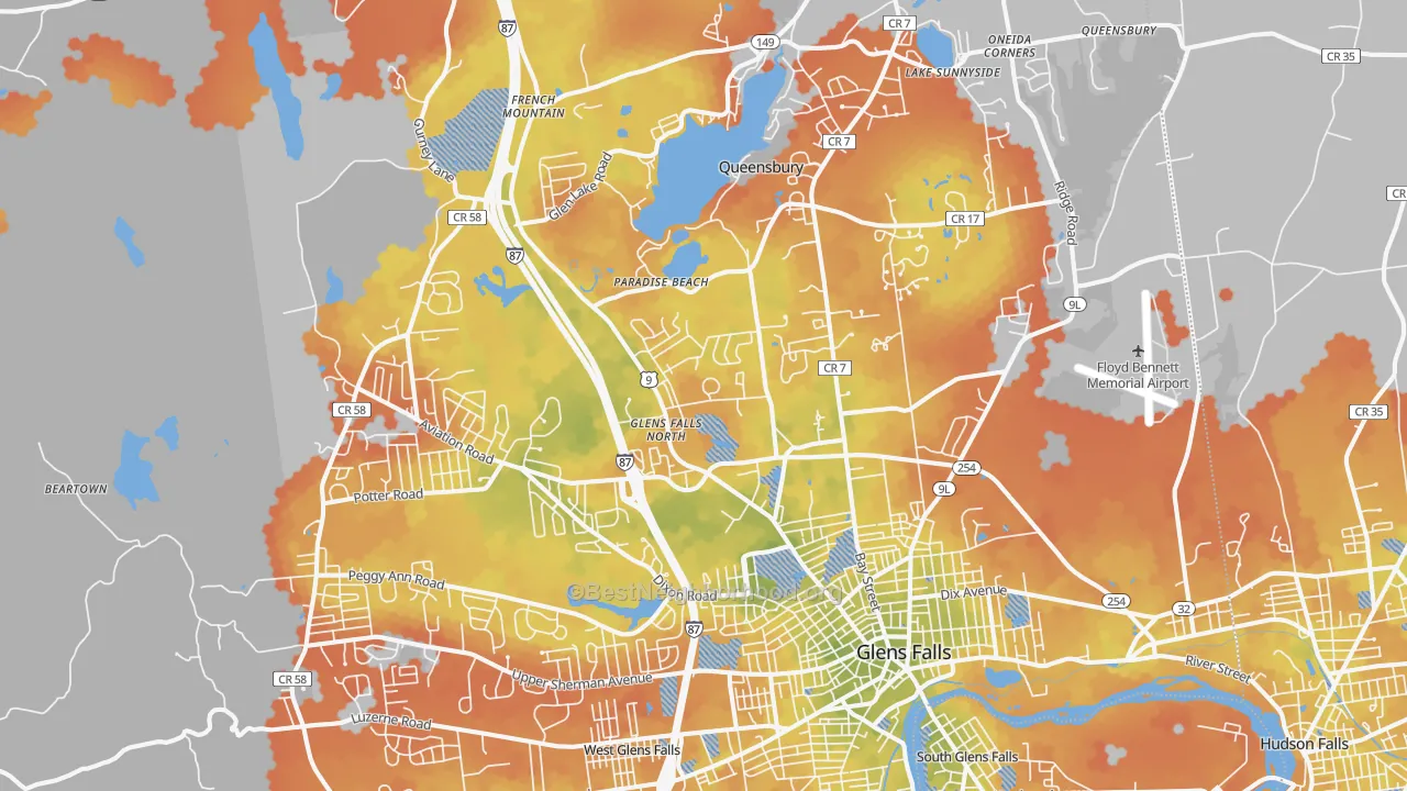 Bike Grade map of Queensbury, NY