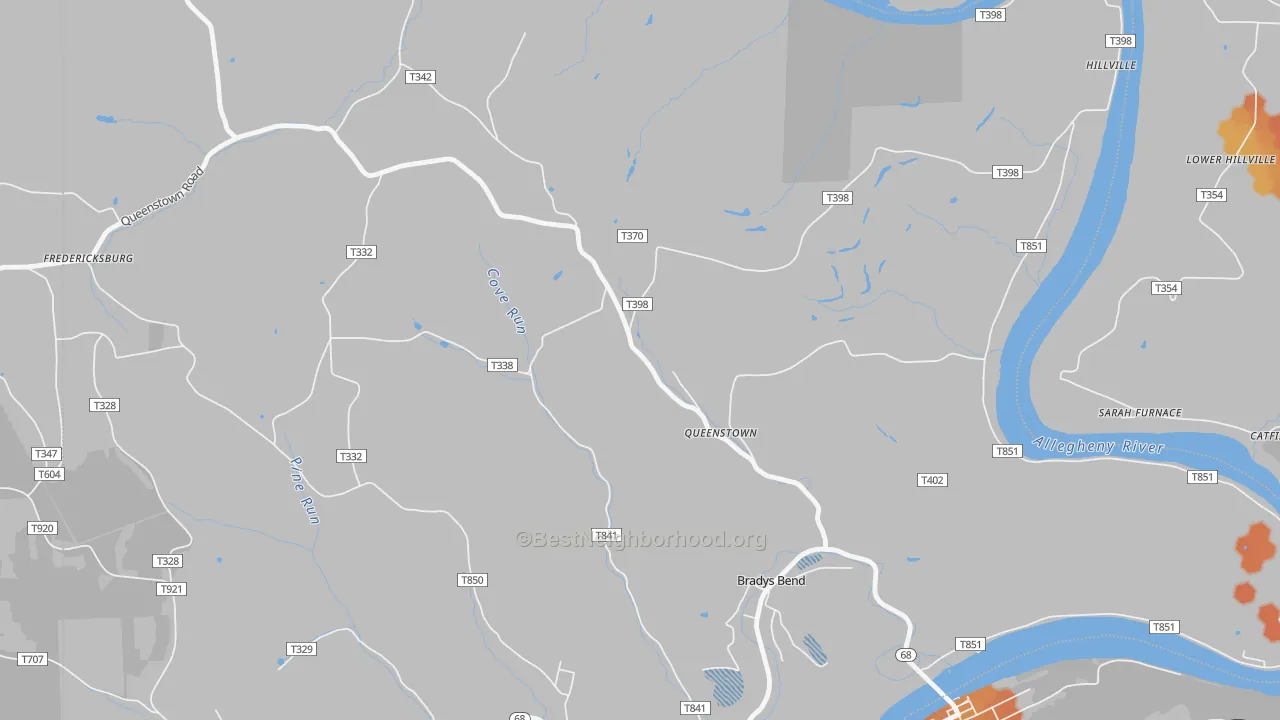 Bike Grade map of Queenstown, PA