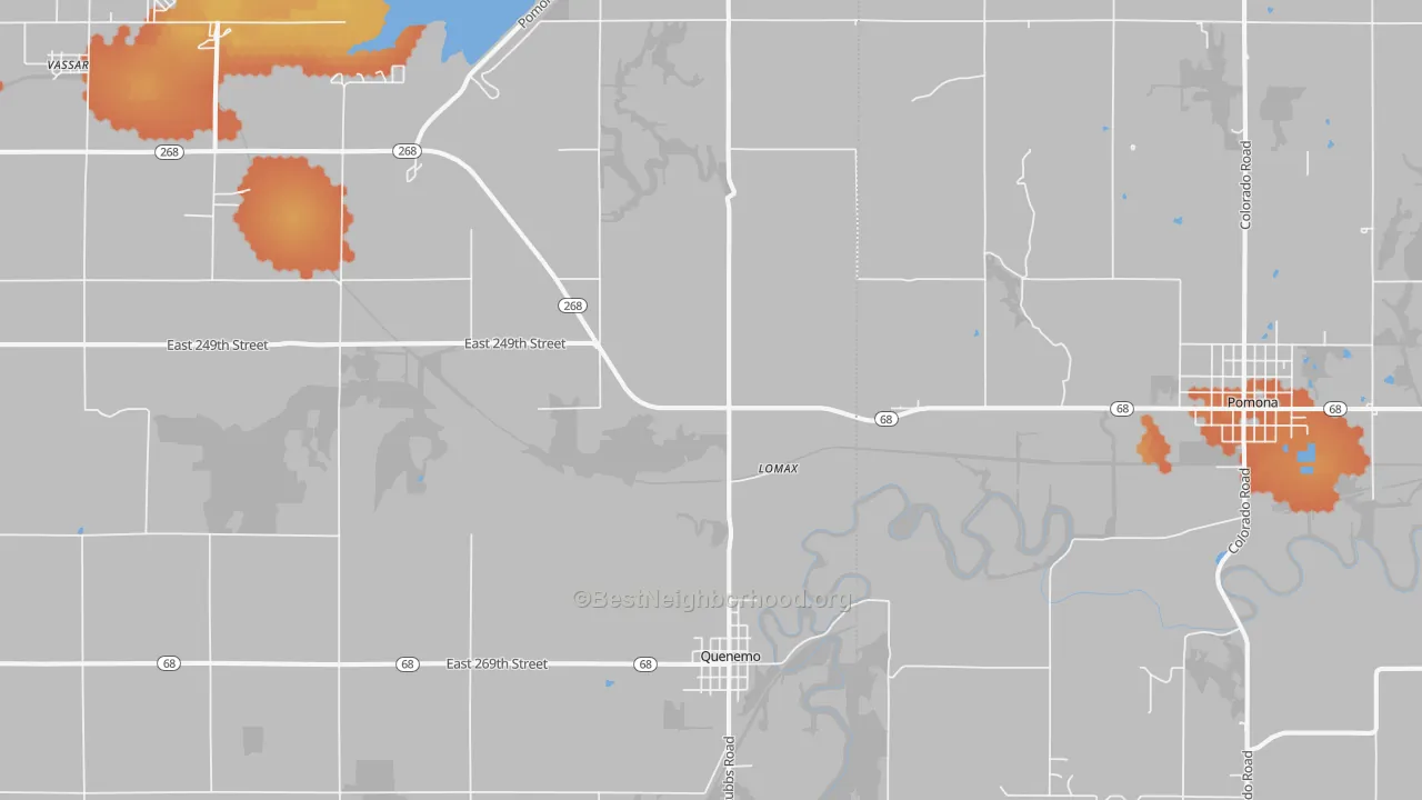 Bike Grade map of Quenemo, KS