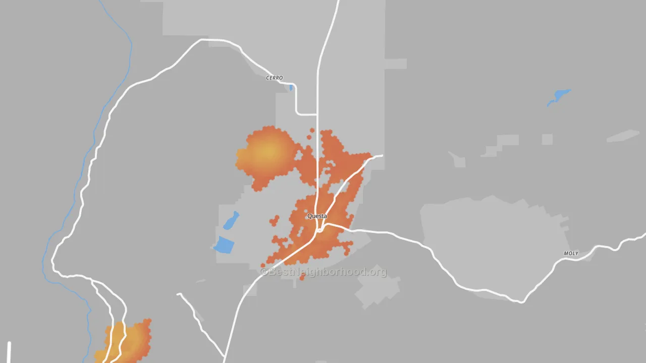 Bike Grade map of Questa, NM