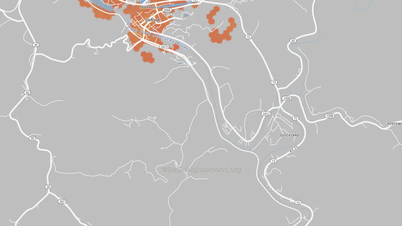 Bike Grade map of Quicksand, KY
