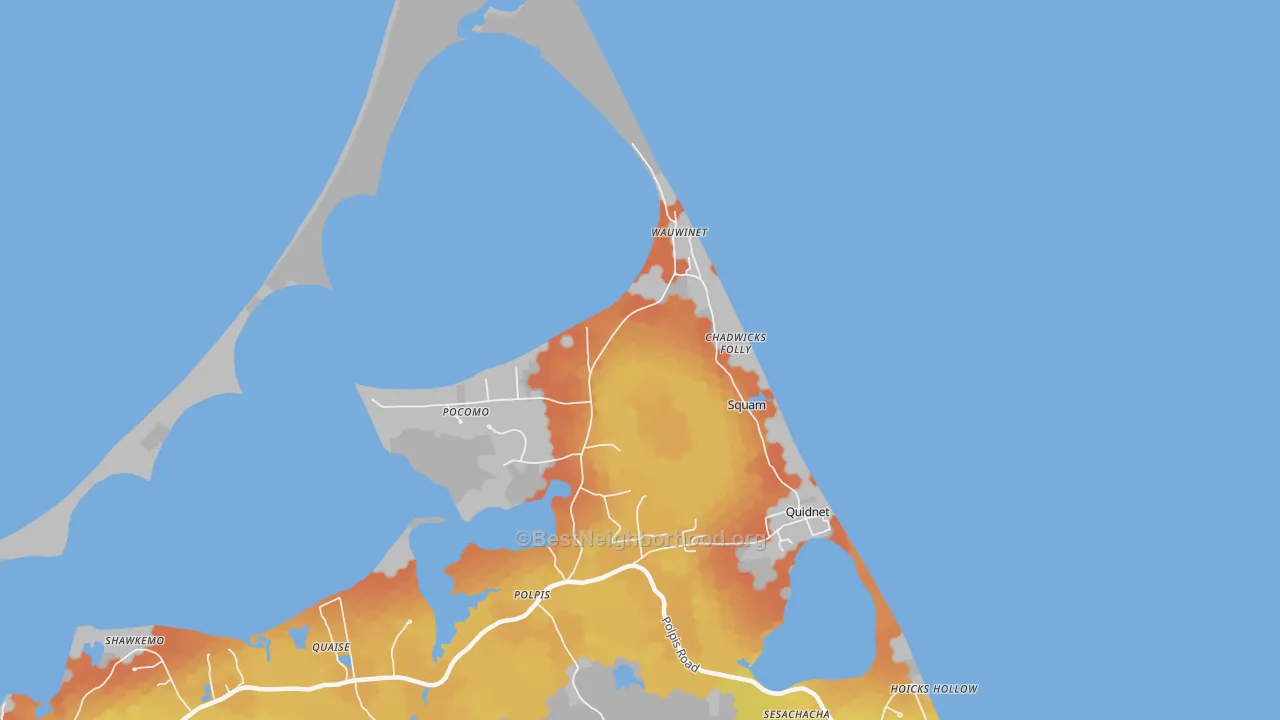 Bike Grade map of Quidnet, MA