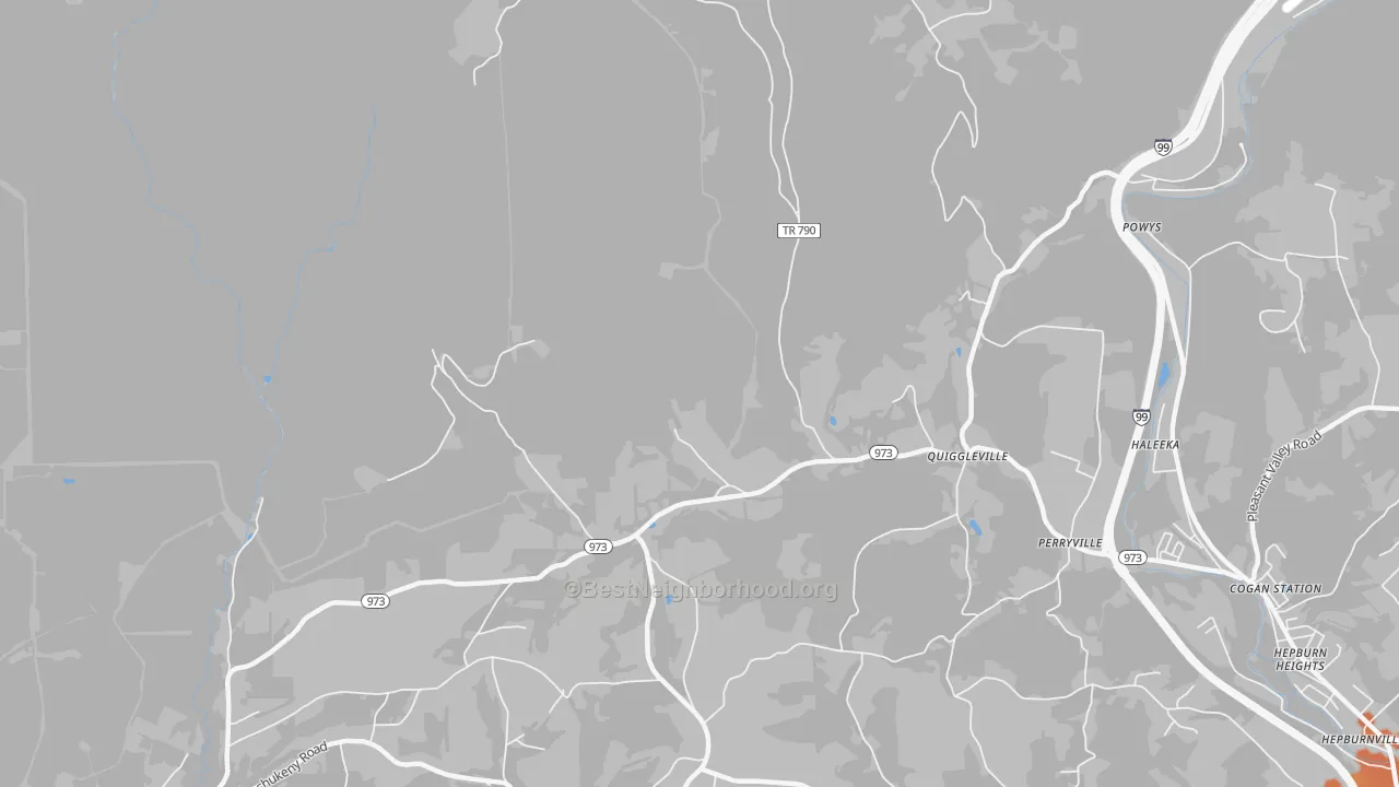 Bike Grade map of Quiggleville, PA