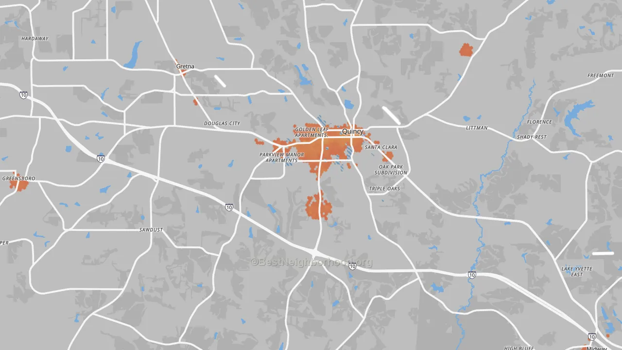 Bike Grade map of Quincy, FL